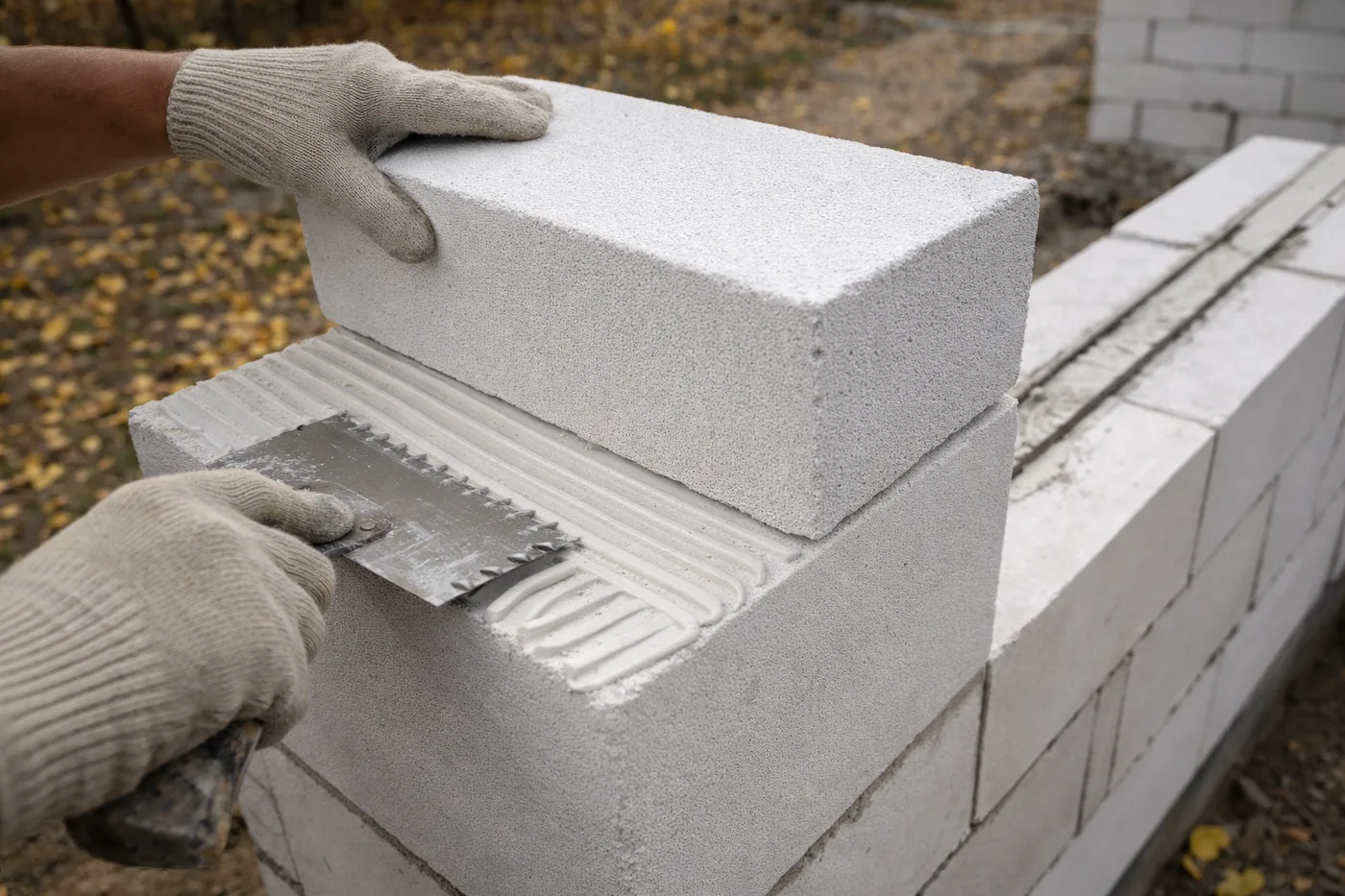 Кладка газобетона на клей — тонкий шов и армирование